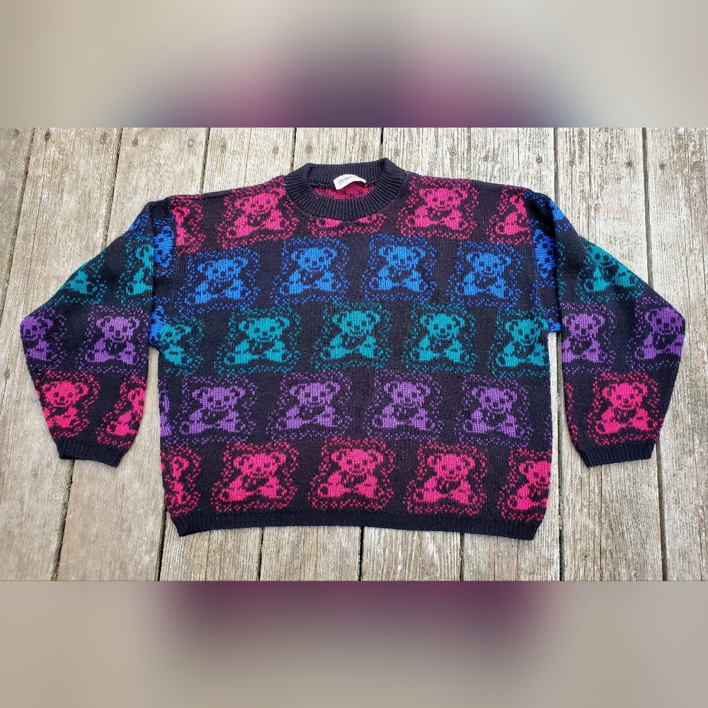 1980s vintage teddy bear sweater • medium to extra large